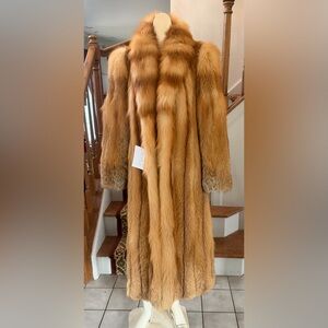 Luxurious Golden  Red  Fox Fur Full Length Coat
